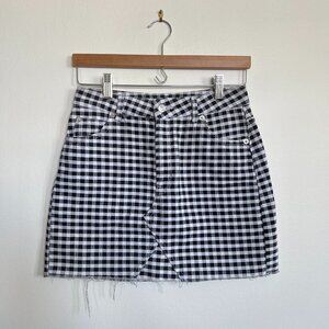 "TopShop" petite black and white checked mini denim skirt - Size 4